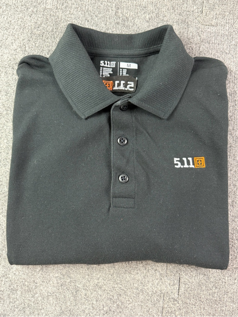 5.11 Tactical Mens 100% Cotton Short Sleeve Polo Shirt Size M. Black